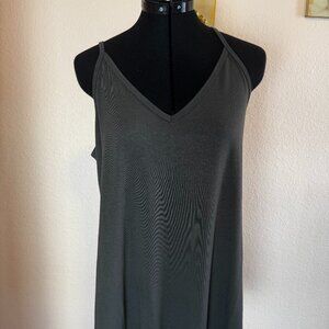 Front and Back Reversible Spaghetti Strap Round vNeck Loose Flare Swing Lg Grey